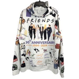 Friends Tv Series Hoodie Sweater Rare All Over Graphics Medium Rare 30th Ann